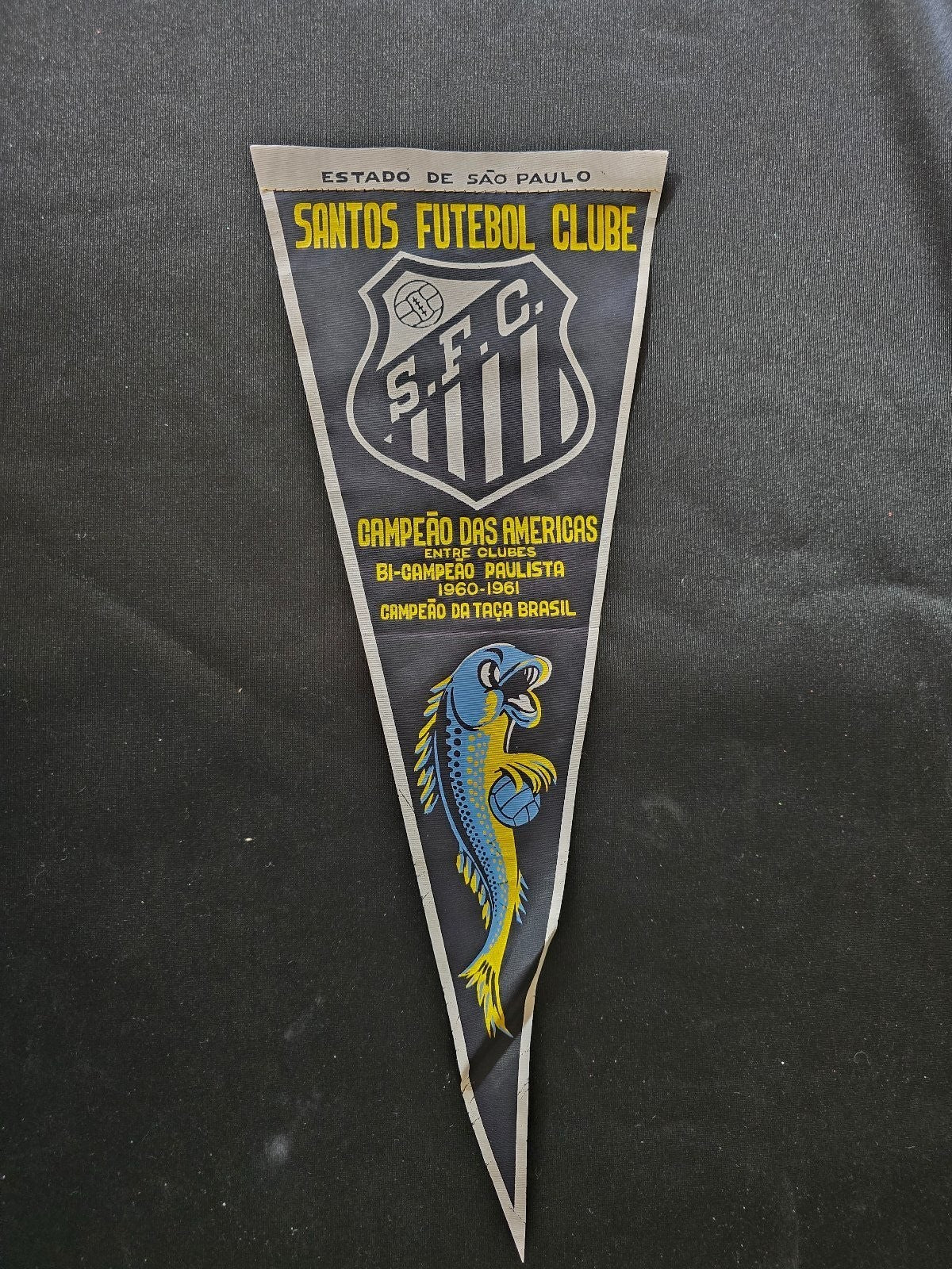 OLD Gagliardetto Pennant fanion bander�n SANTOS FUTEBOL CLUBE anni 60/70