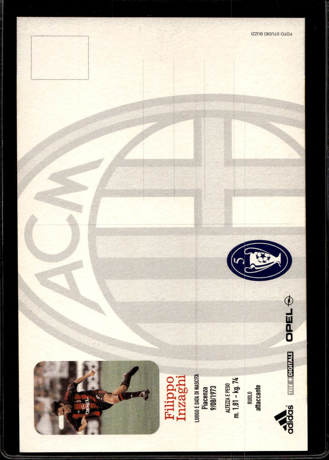 cartolina postcard Calcio Milan con Autografo 2001/02 - Filippo Inzaghi (4