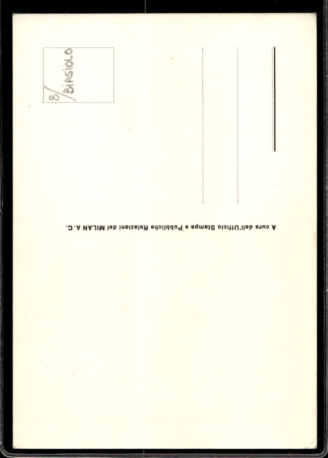 cartolina postcard Calcio Milan Giorgio Biasiolo
