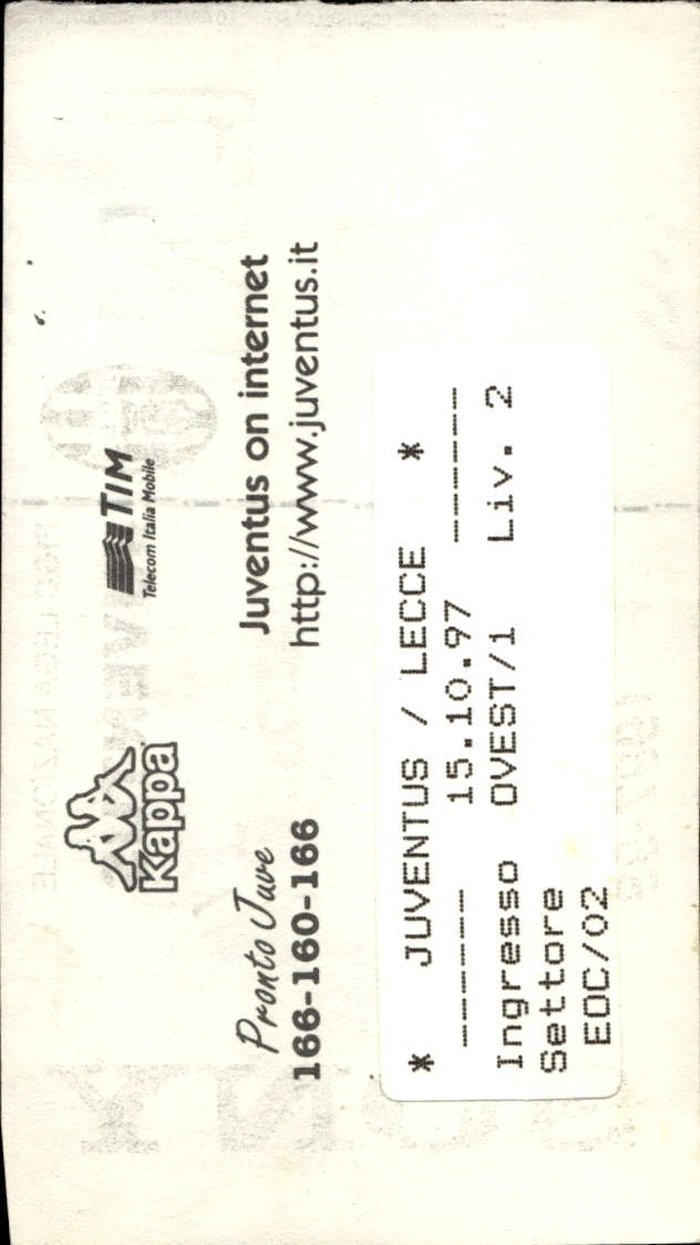biglietto stadio JUVENTUS 1997/98