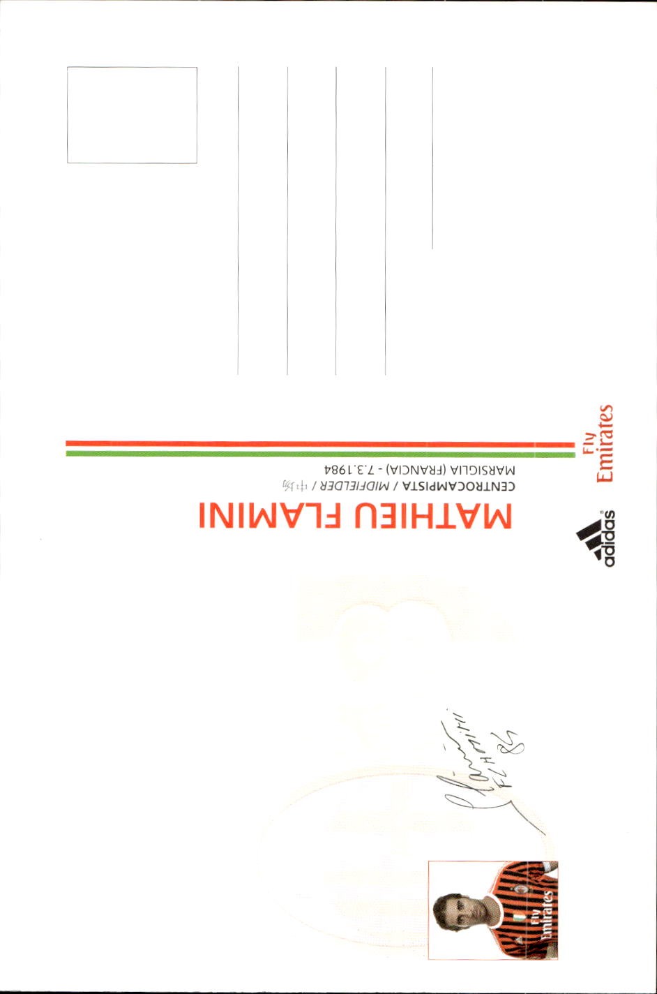 cartolina postcard Calcio Milan 2011-12 - Flamini