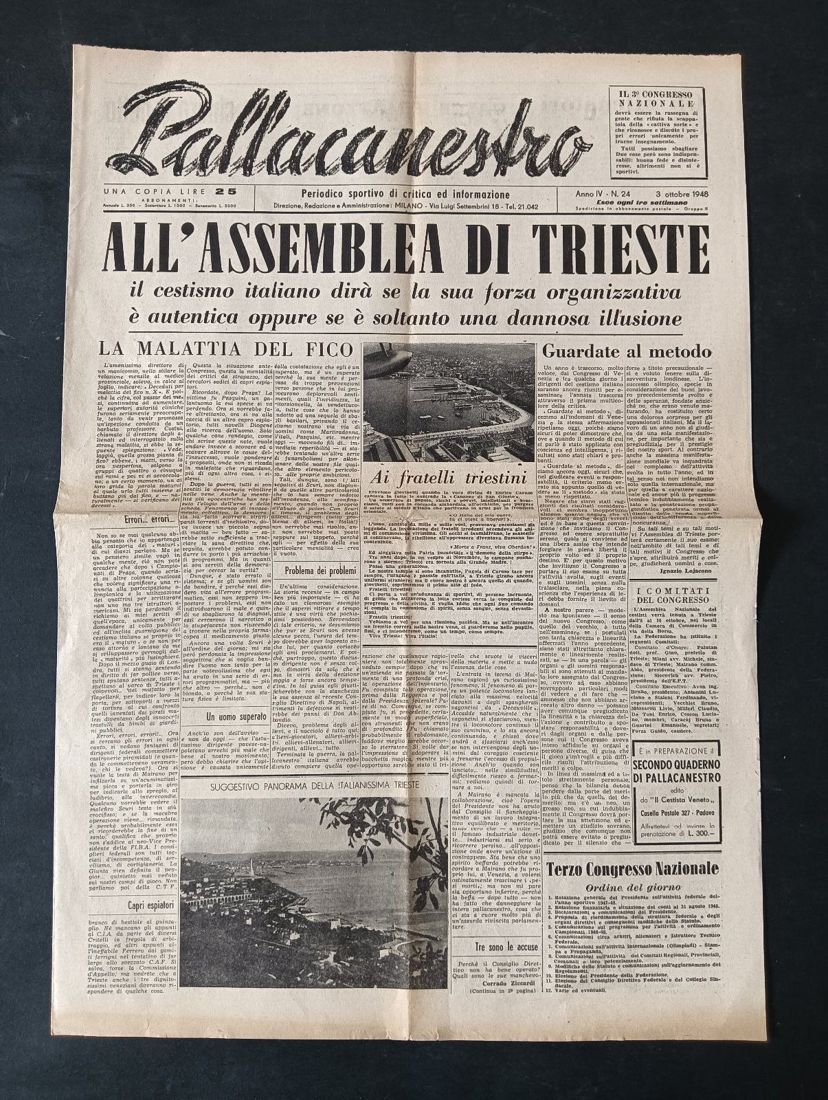 Quotidiano PALLACANESTRO n 24 3/10/1948