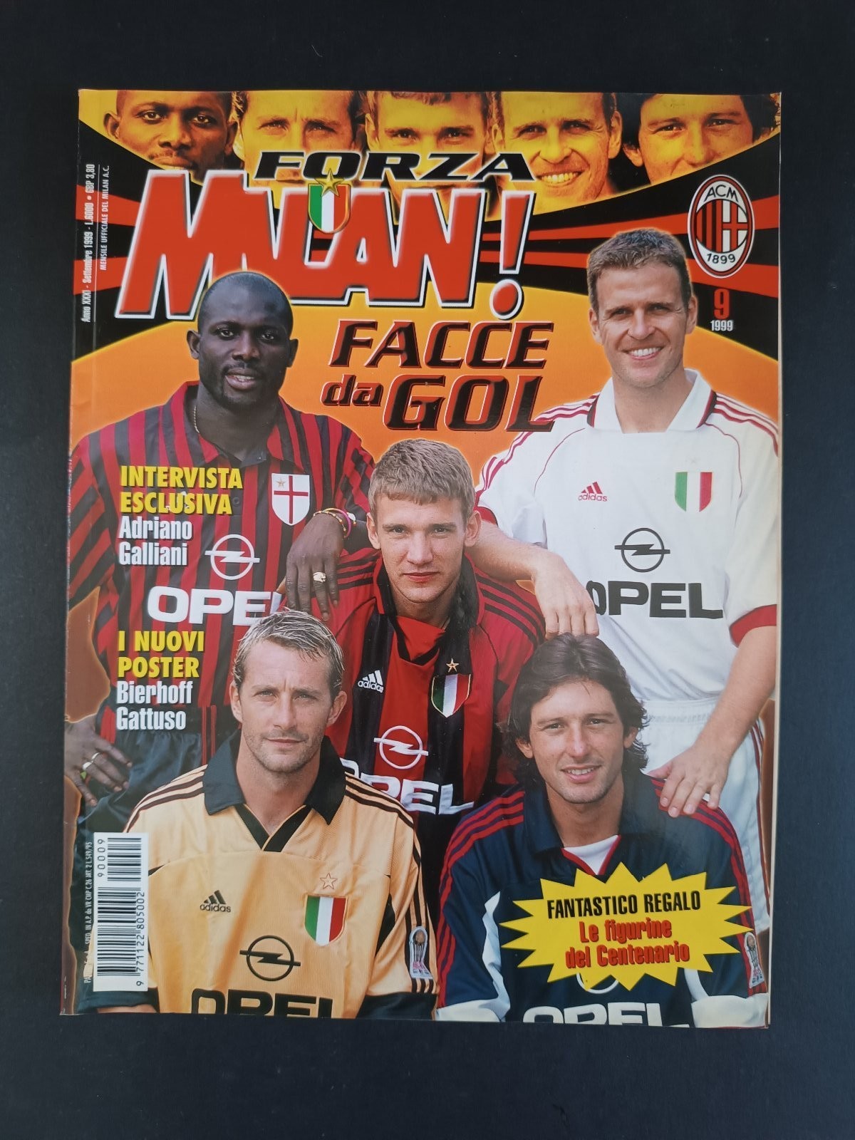 rivista FORZA MILAN - anno 1999 n 9 - Weah, Ganz, ...(con poster e figurine)