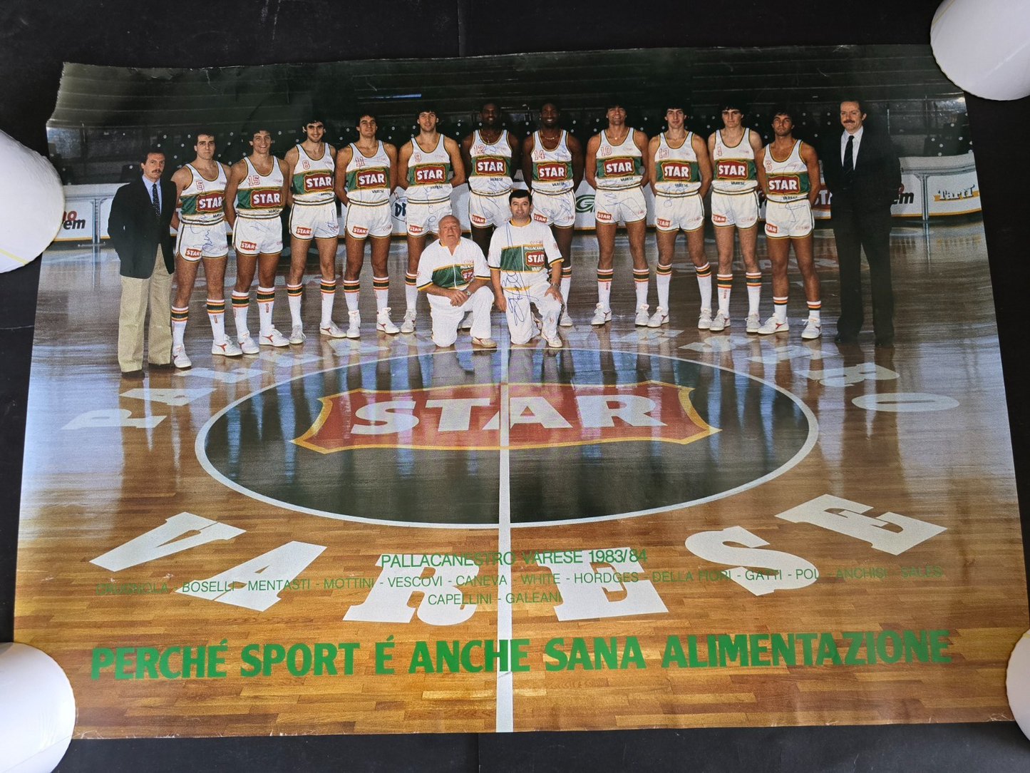 STAR Varese Basket anni 80 poster autografato da tutta squadra in originale