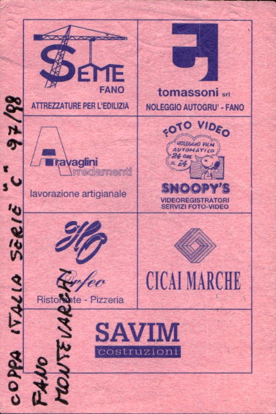 biglietto stadio LEGA NAZIONALE GRADINATA FANO CALCIO
