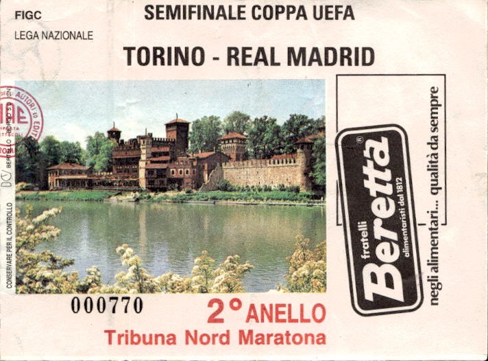 Biglietto stadio Torino-Real Madrid Semifinale Coppa Uefa