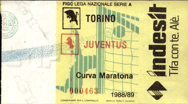 Biglietto stadio Torino-Juventus Lega Nazionale Serie A 1988-89