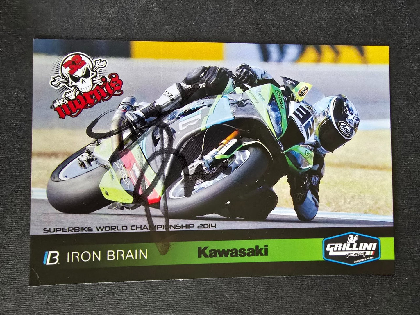 Autografo autograph originale su cartolina motogp Iron Brain motociclismo
