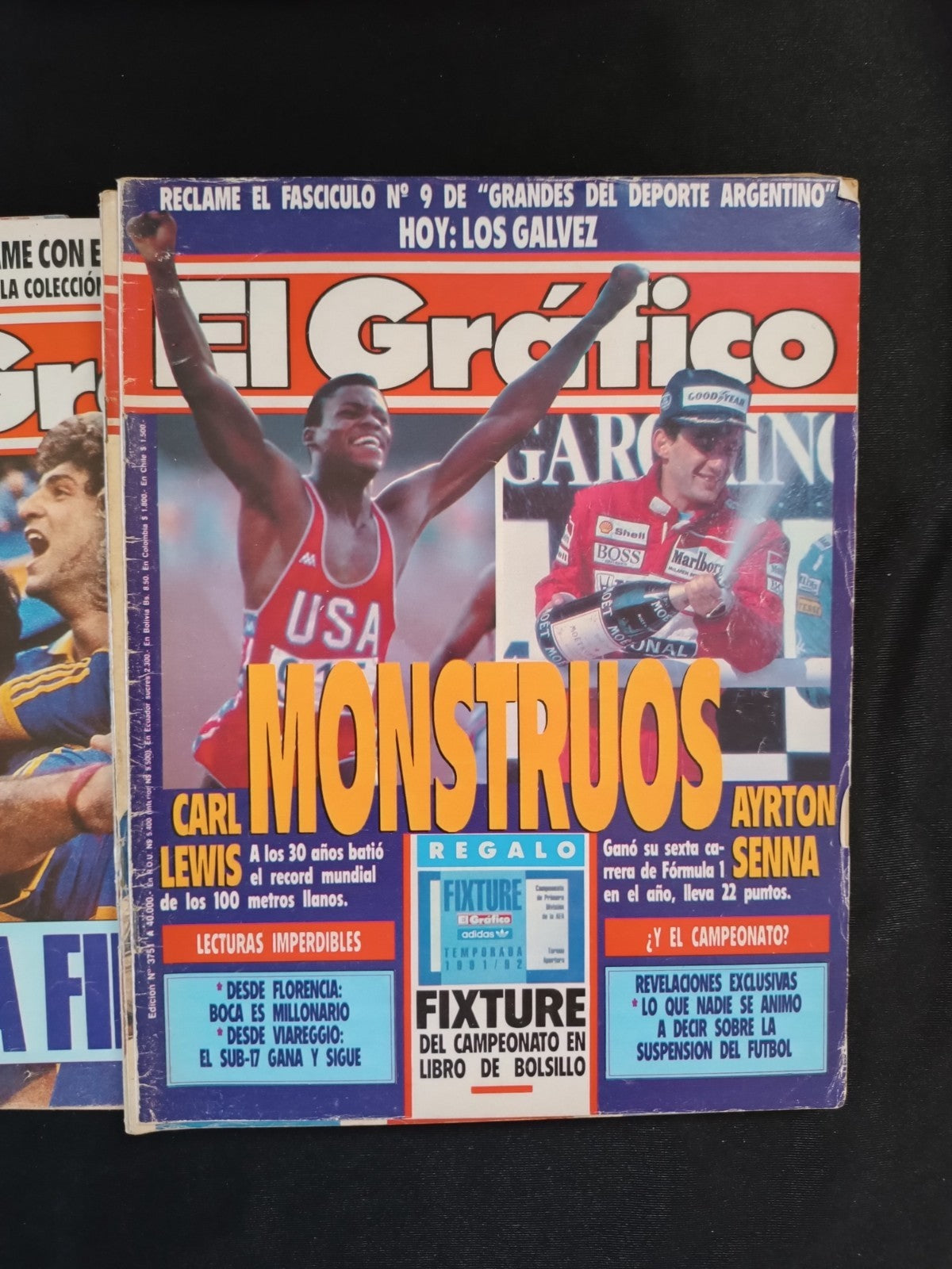 53 riviste annata 1991 El Grafico Ayrton Senna, Batistuta, Carl Lewis