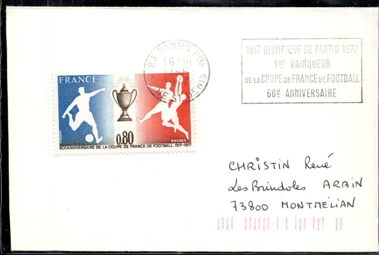 busta primo giorno Olymplique de Pantin 1977