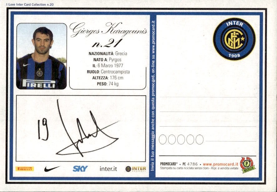 Cartolina calciatore Inter Obafemi Martins con autografo stampato