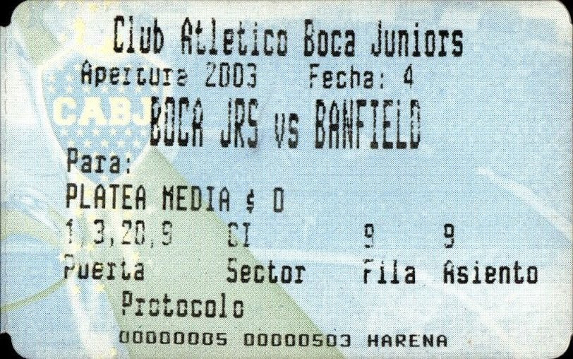 biglietto stadio BOCA JRS VS BANFIELD 550503