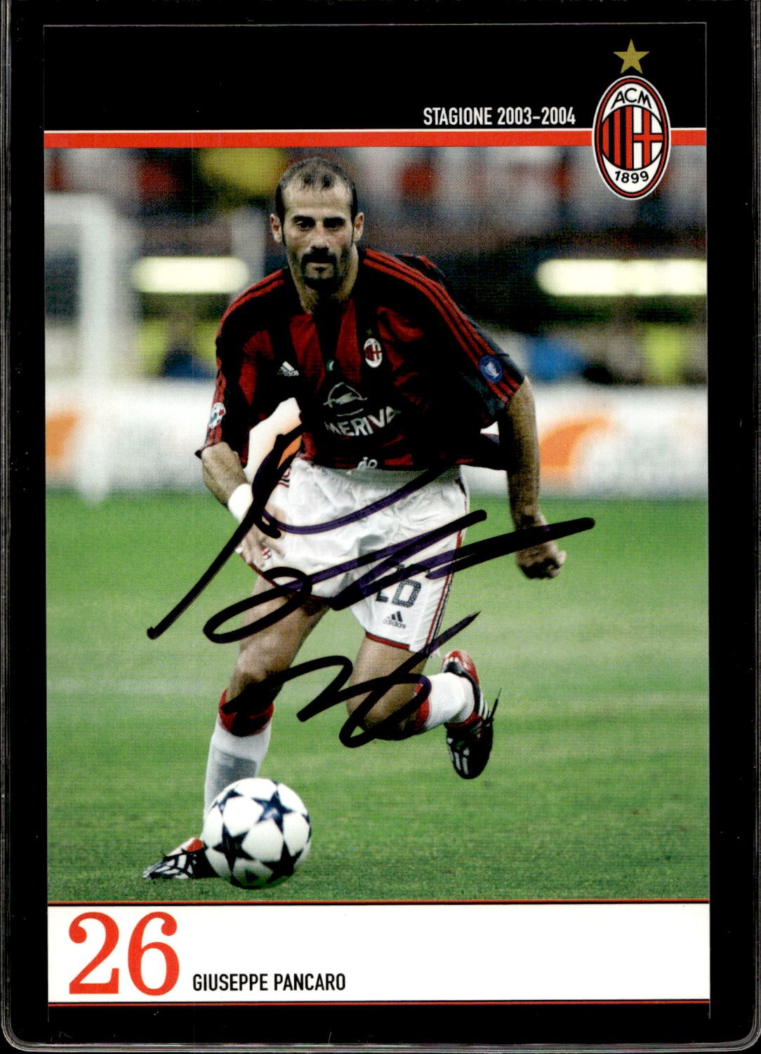 cartolina postcard Calcio Milan con Autografo 2003/04 - Pancaro