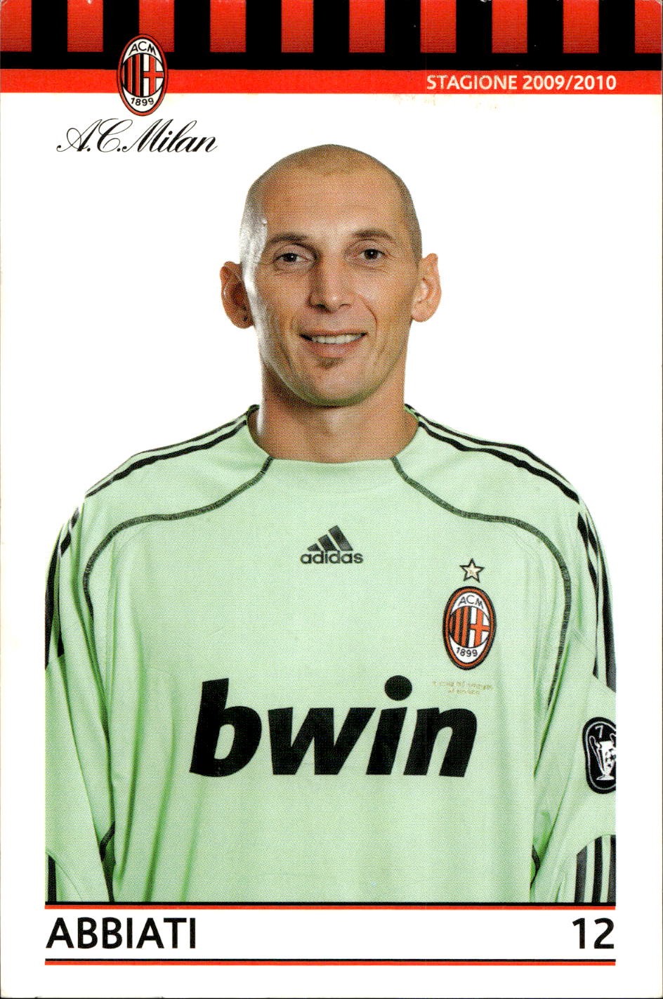 cartolina postcard Calcio 2009-10 Milan Abbiati