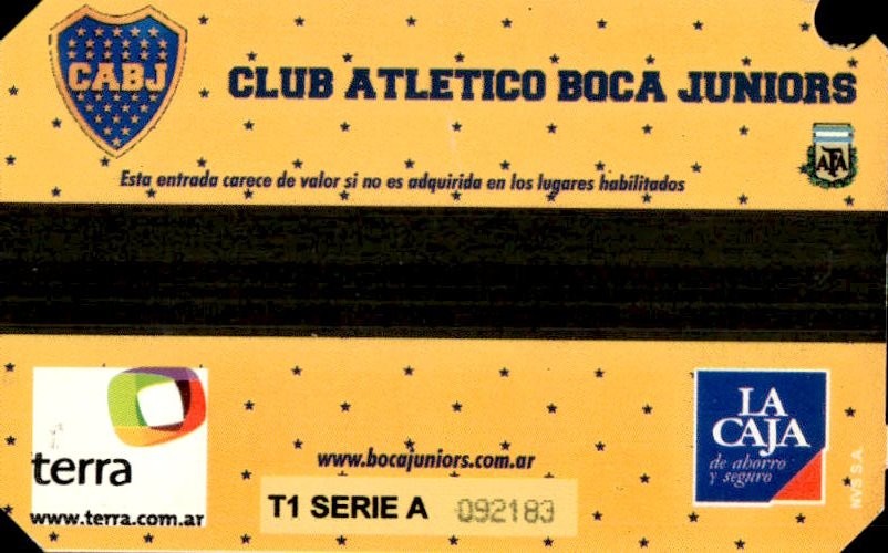 biglietto stadio BOCA JRS VS PALMEIRAS N 365
