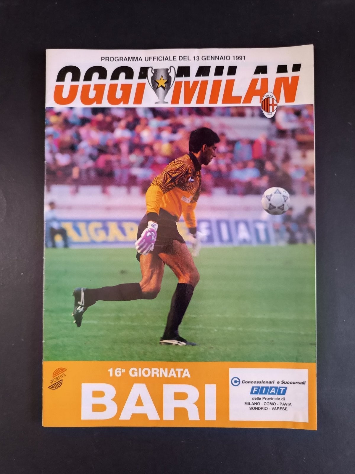 programma ufficiale OGGI MILAN 3 gennaio 1991 - Bari 16� giornata
