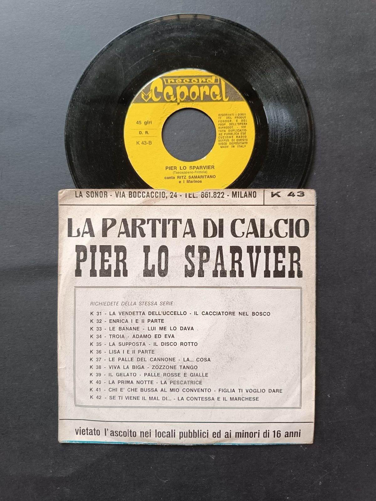 Vinile 45 giri LA PARTITA DI CALCIO