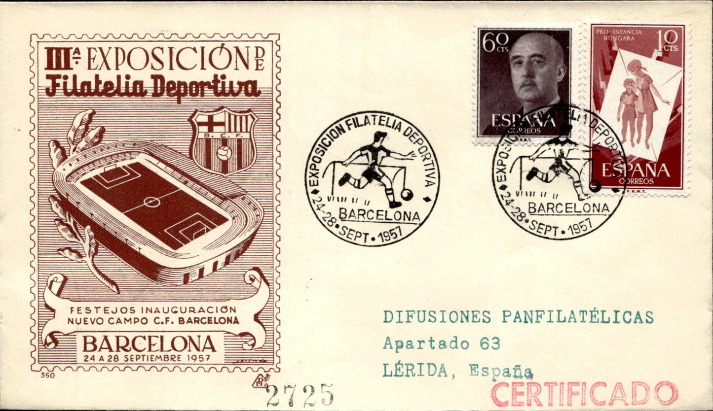 busta primo giorno Barcelona 1957
