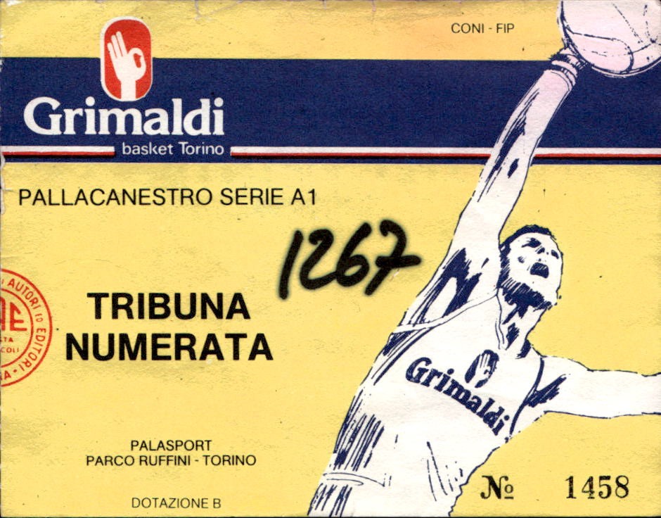 Biglietto stadio PALLACANESTRO Serie A1 Parco Ruffini Torino n 1458