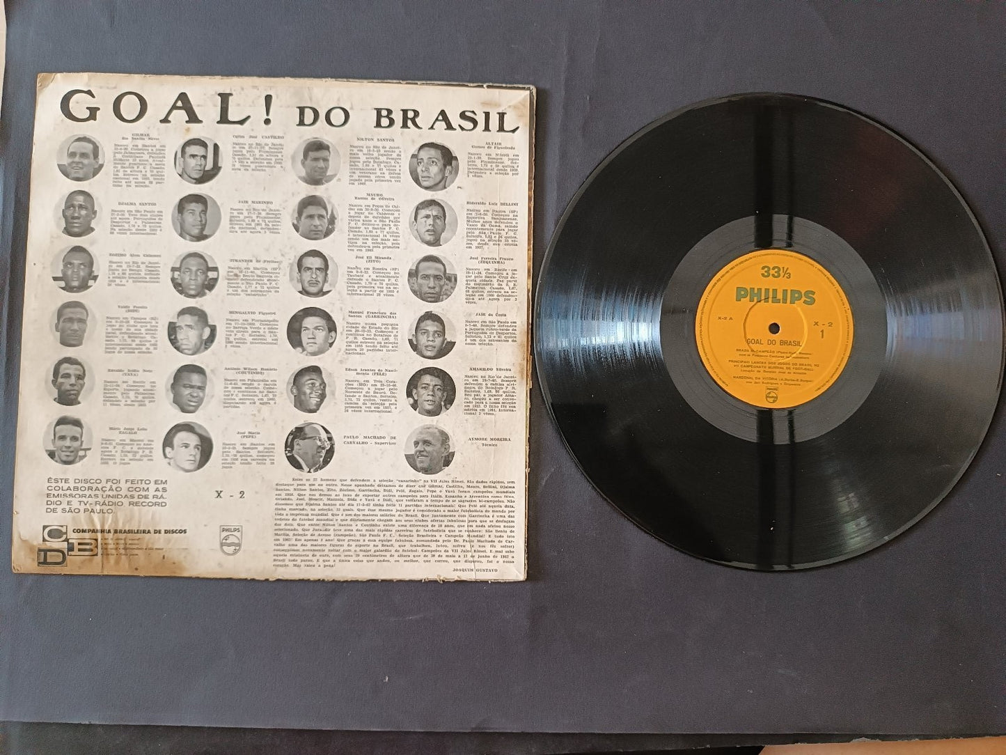 Disco Philips Goal! Brasile Campionato Mondiale Chile 1962 Pel�