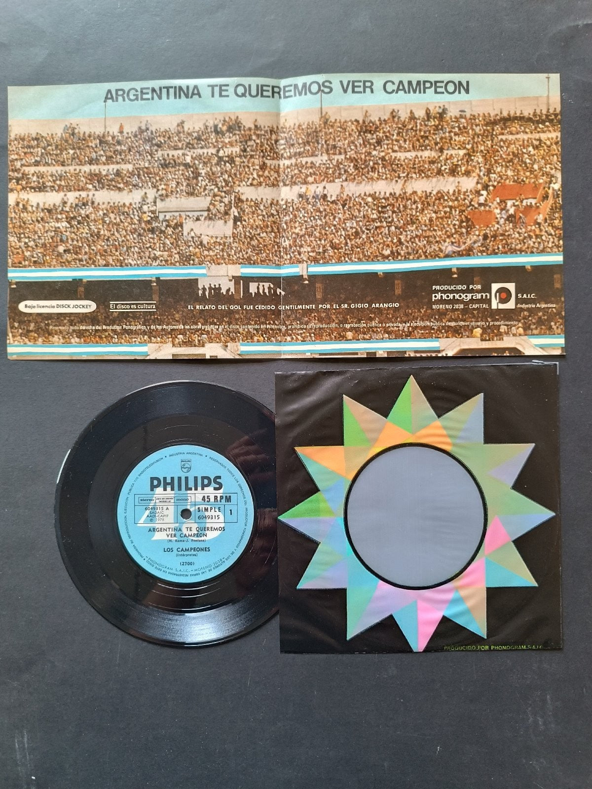 Vinile 45 giri LOS CAMPEONES ARGENTINA 78