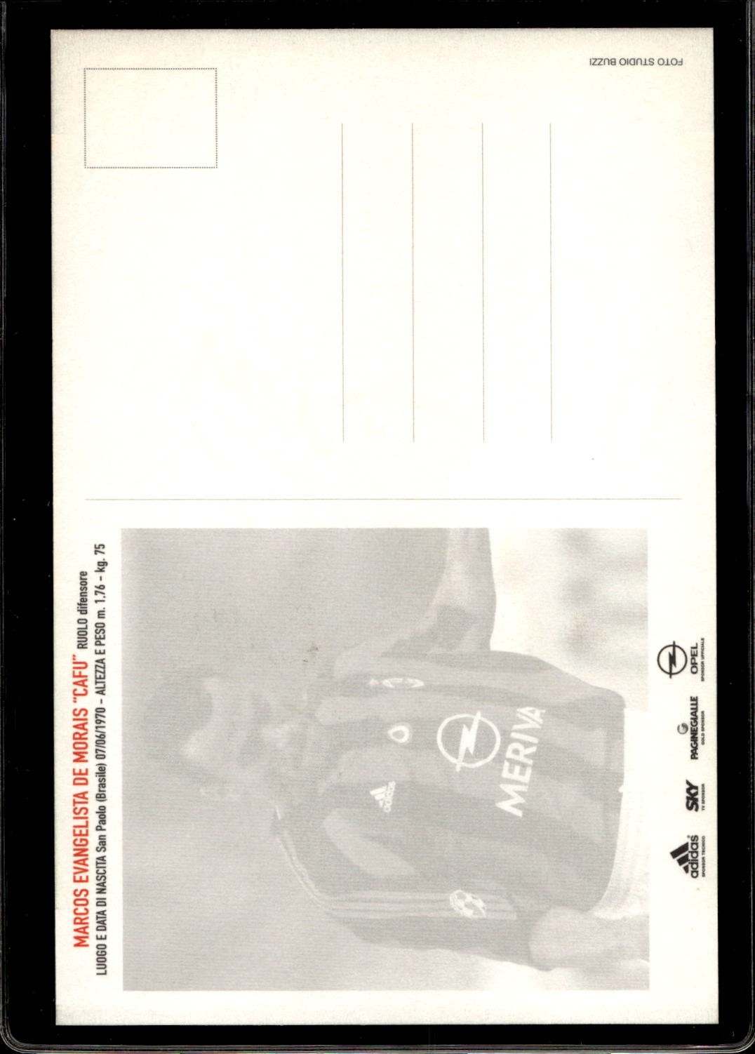 cartolina postcard Calcio Milan con Autografo 2003/04 - Cafu