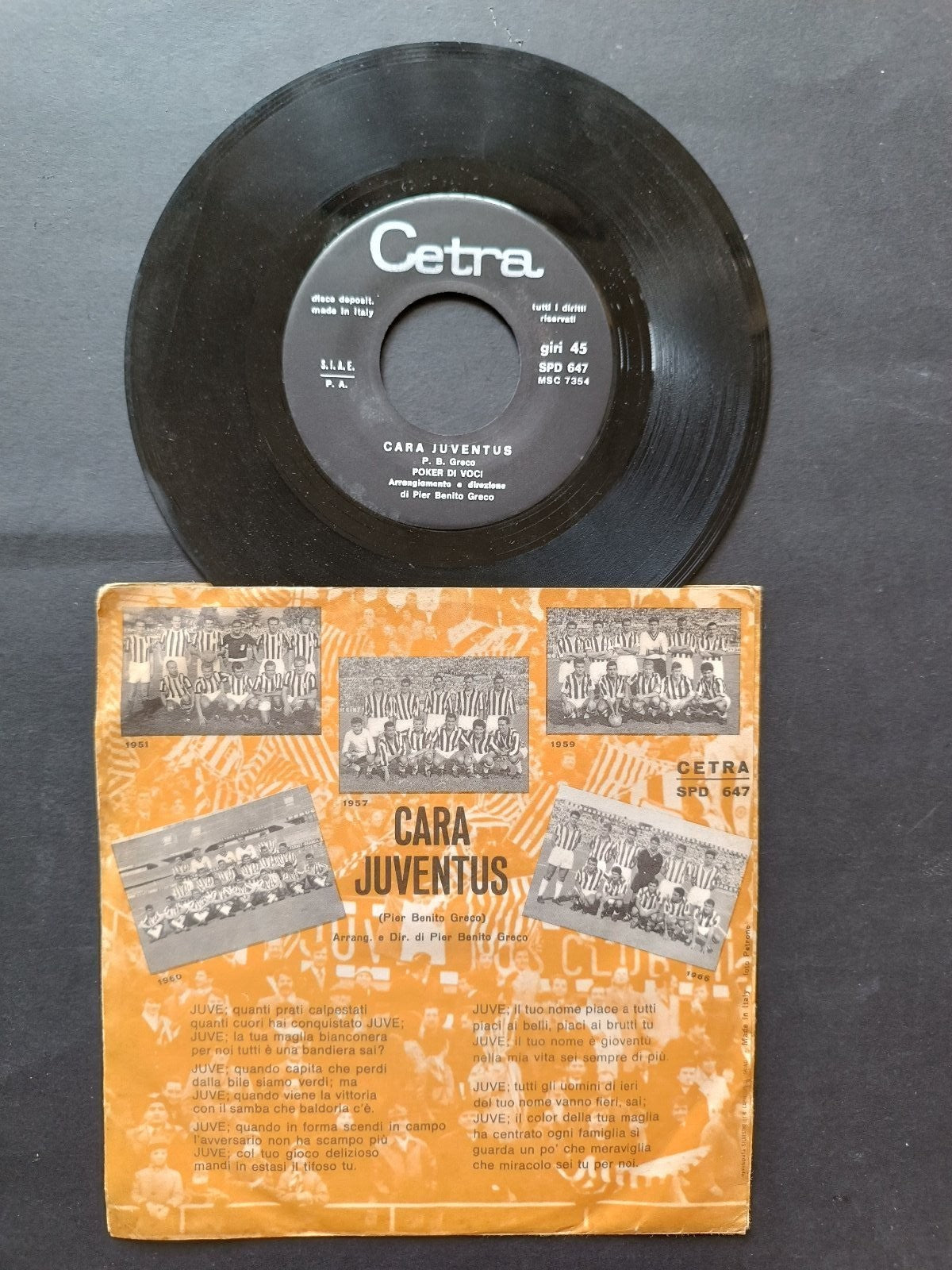 Vinile 45 giri CARA JUVENTUS