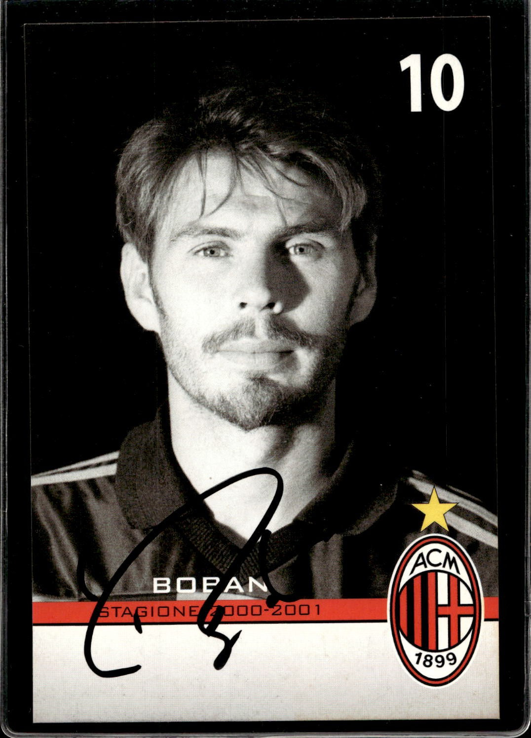 cartolina postcard Calcio Milan con Autografo 2000/01. - Boban (2