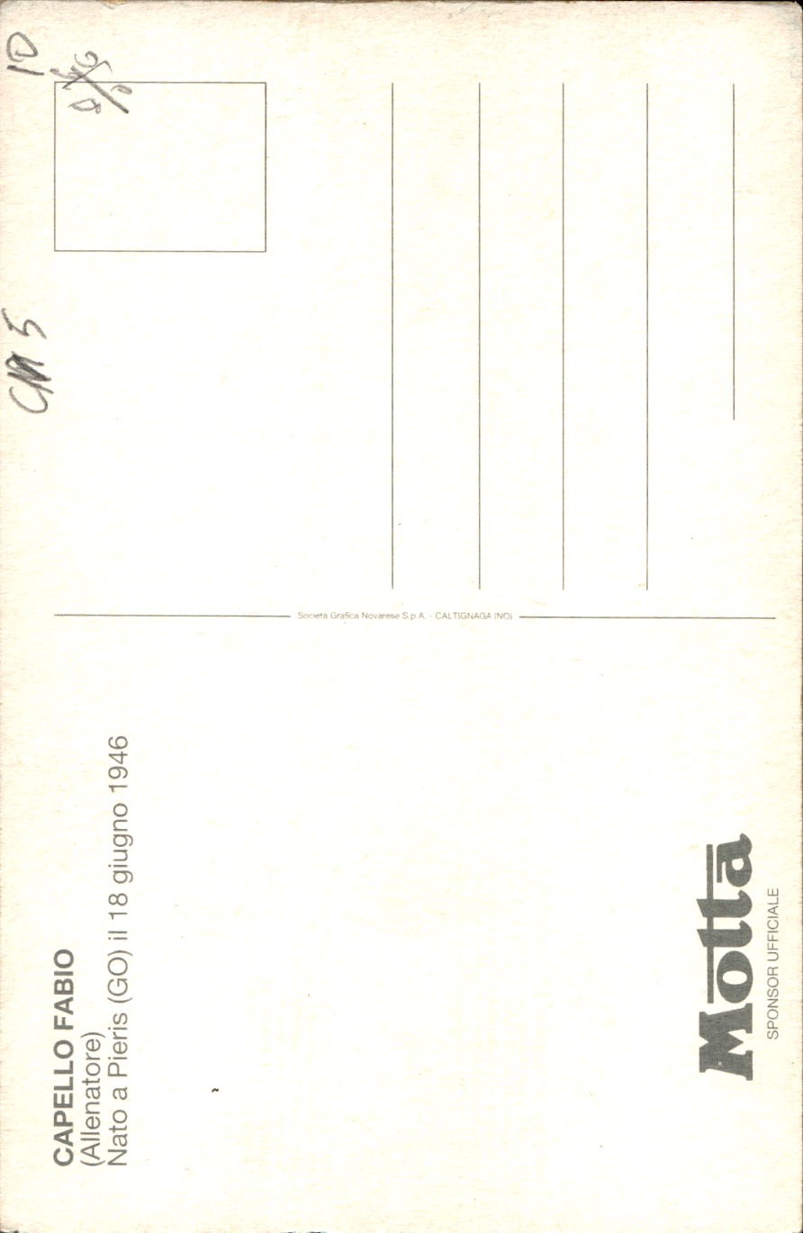cartolina calciatori Capello Fabio