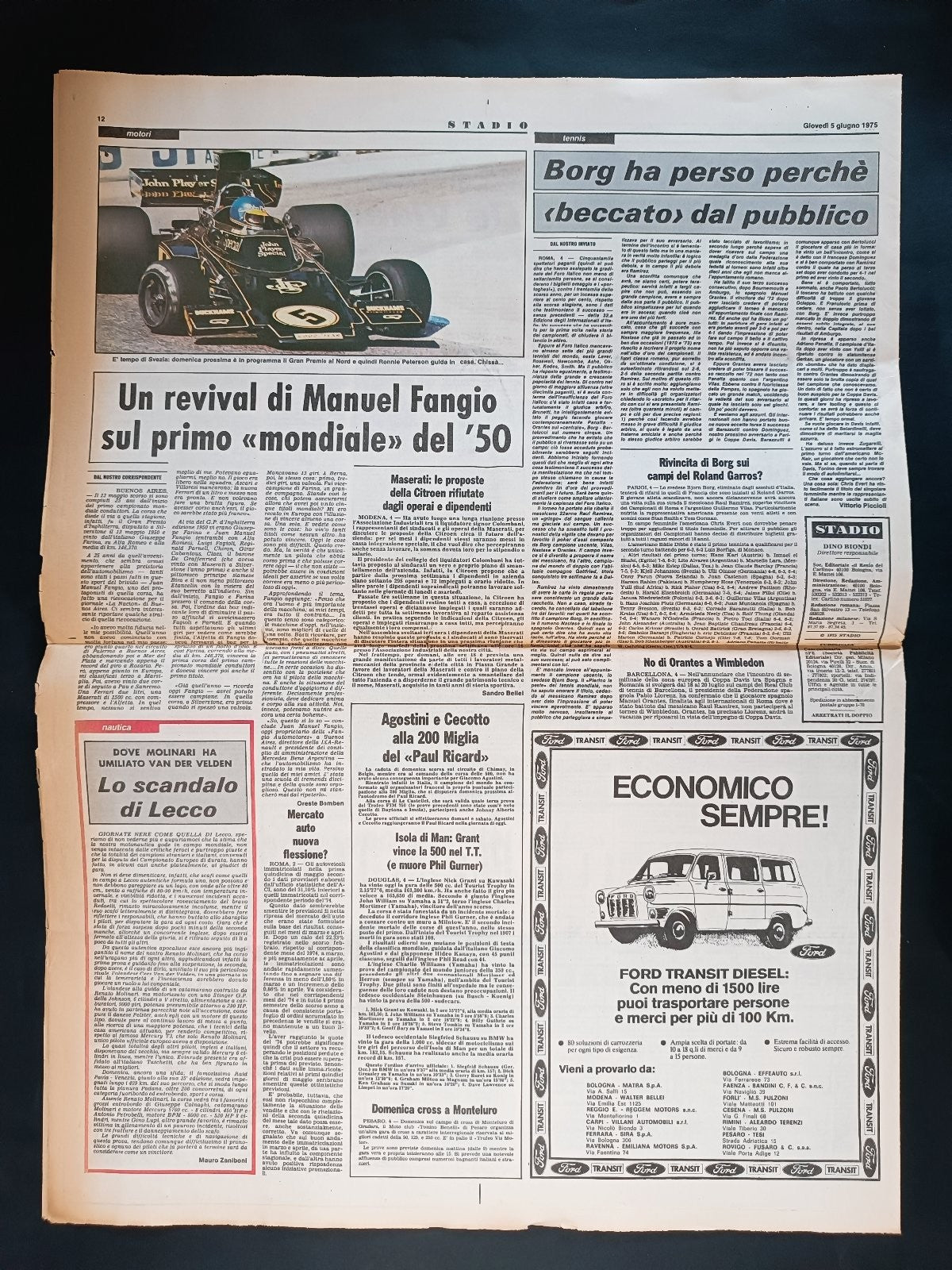 Quotidiano Sportivo STADIO numero 128 anno 1975 - Cordova