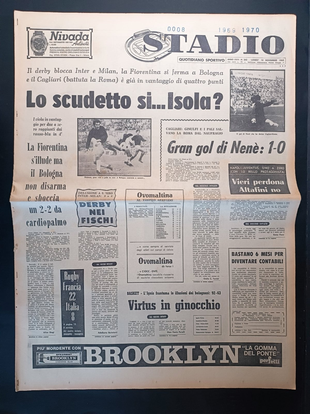 Quotidiano Sportivo STADIO numero 262 anno 1969 - Nene