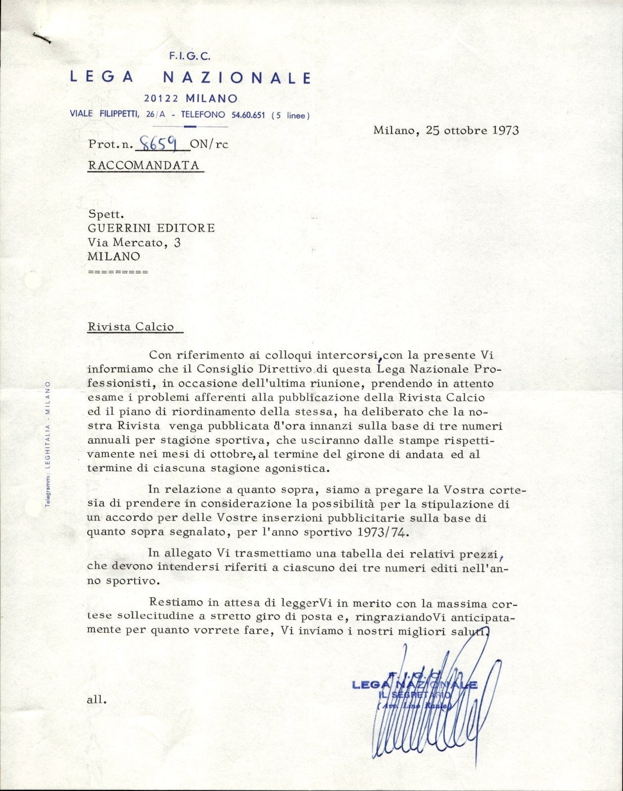 carta intestata societ� sportiva calcio Lega 1973 03