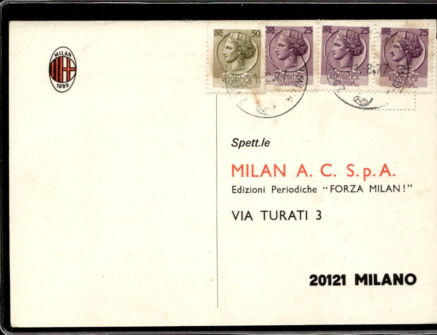cartolina postcard Abbonamento a Forza Milan n. 3456