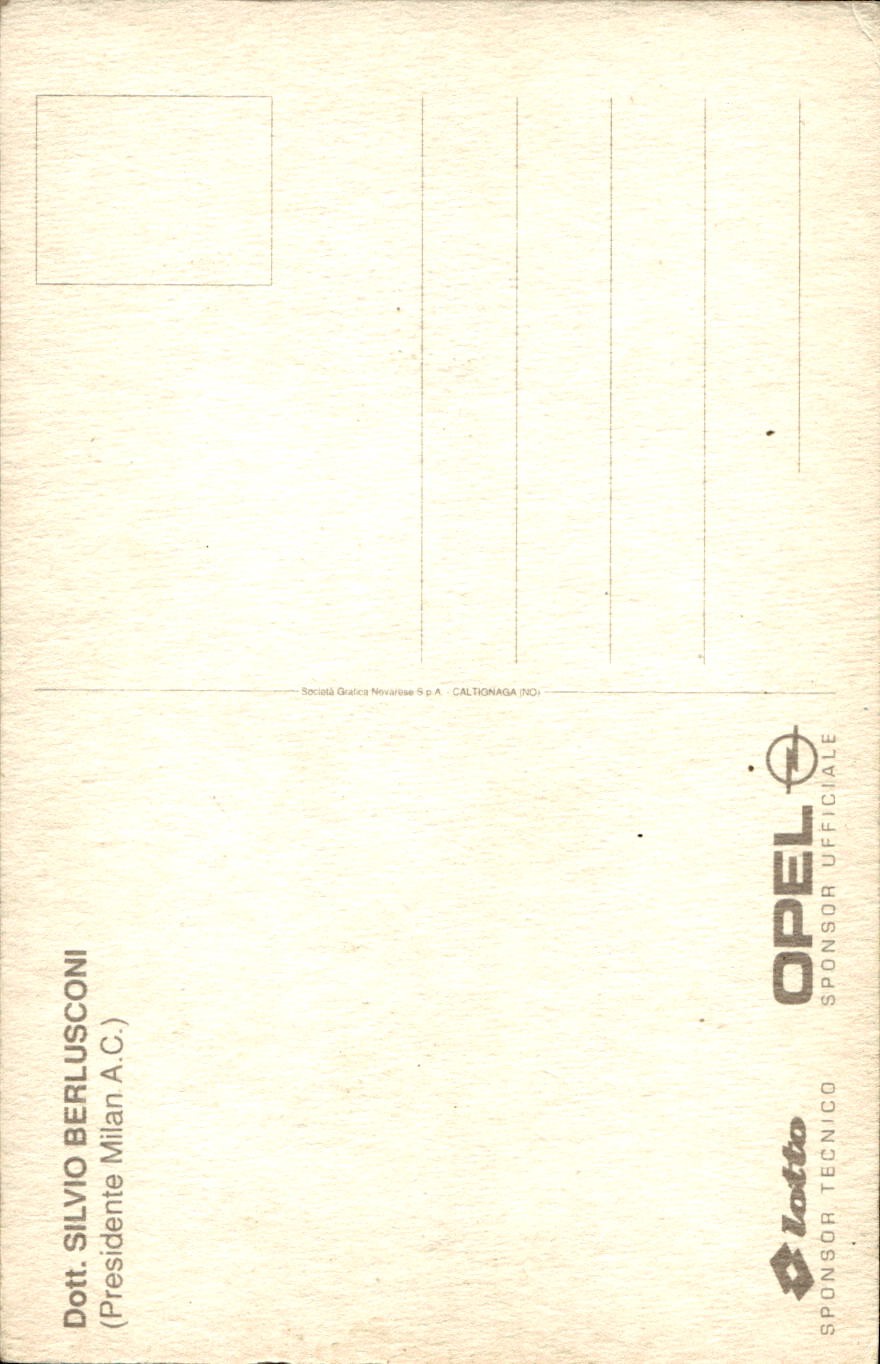 cartolina calciatori Berlusconi Milan calcio