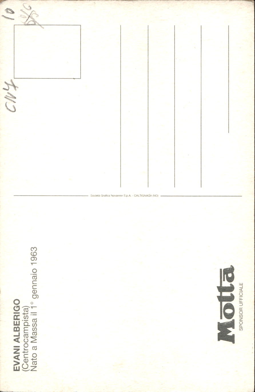 cartolina calciatori Evani Alberigo