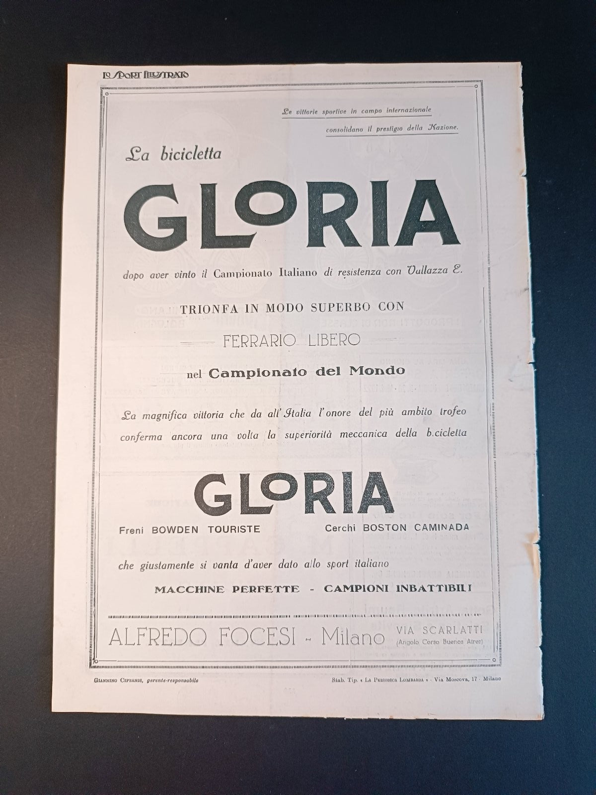 rivista LO SPORT ILLUSTRATO 1923 n 35