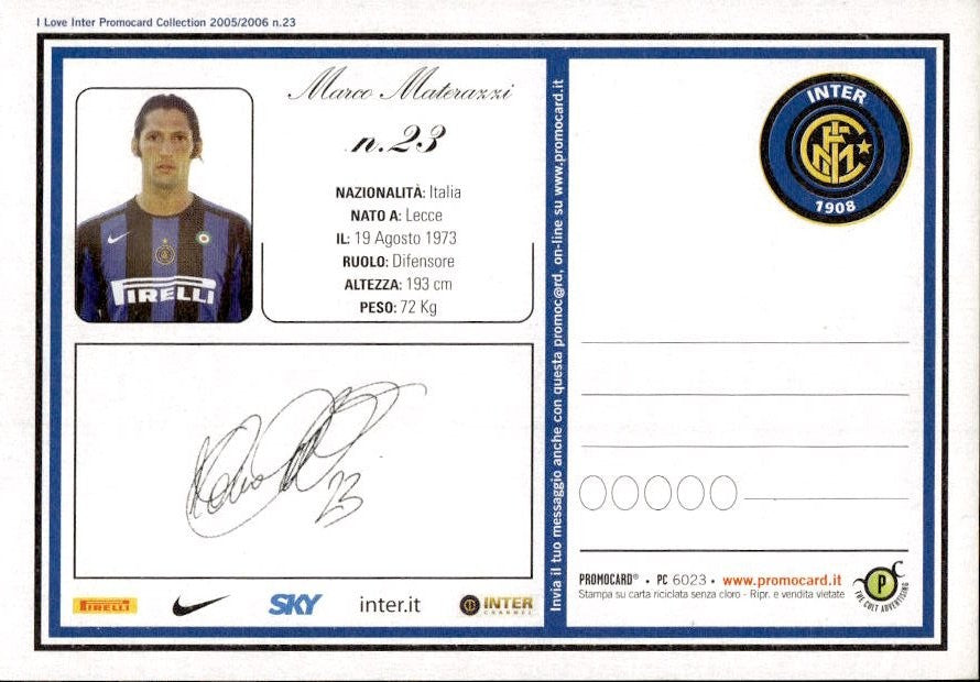 Cartolina calcio calciatore Inter Santiago Solari con autografo stampato