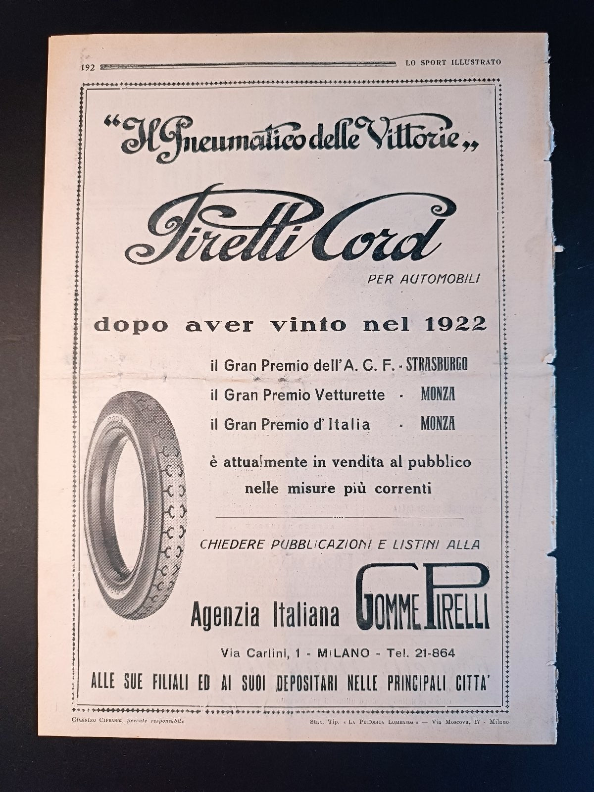 rivista LO SPORT ILLUSTRATO 1923 n 12