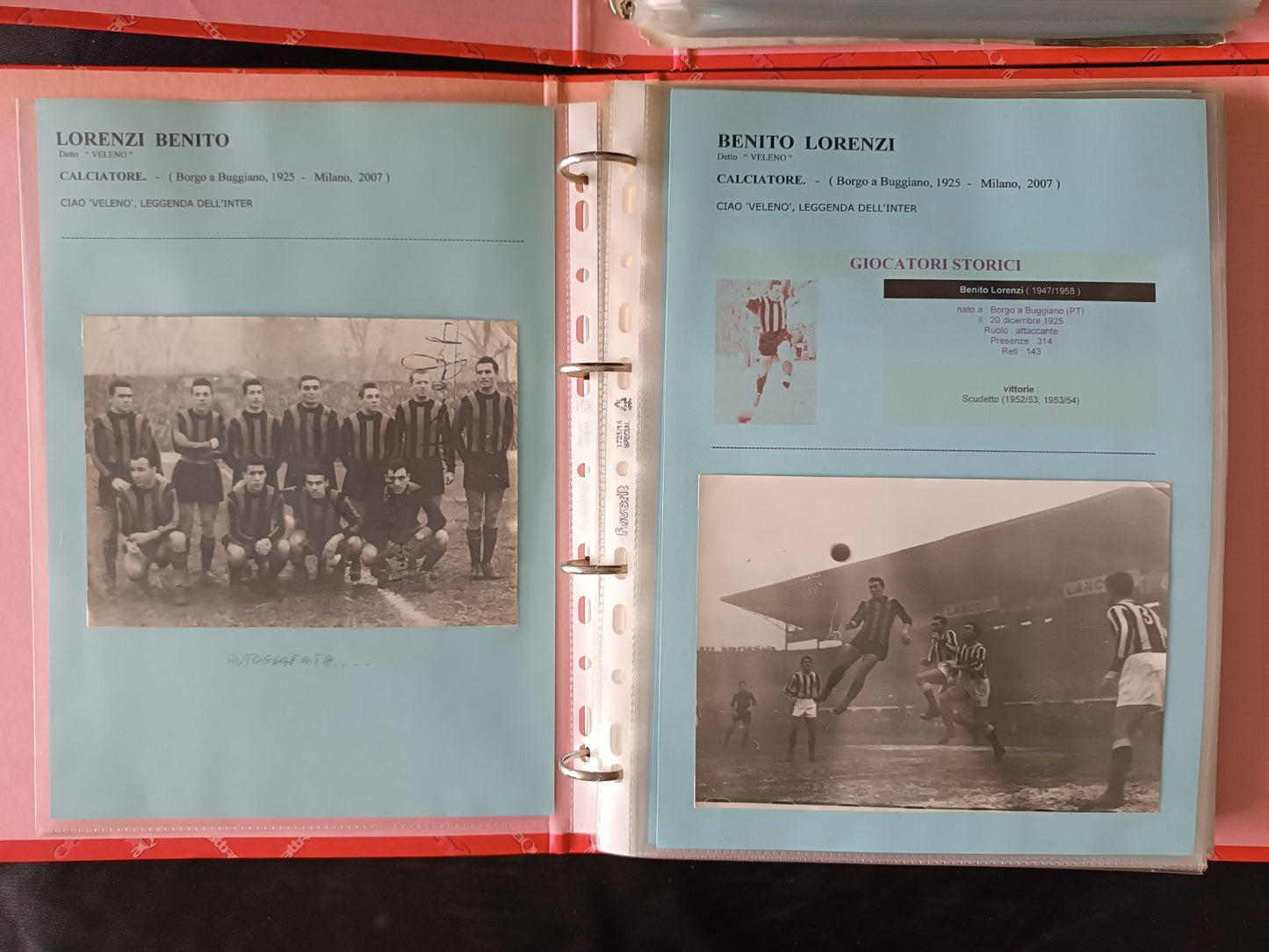 Collezione 314 foto orginali Lorenzi Benito Inter