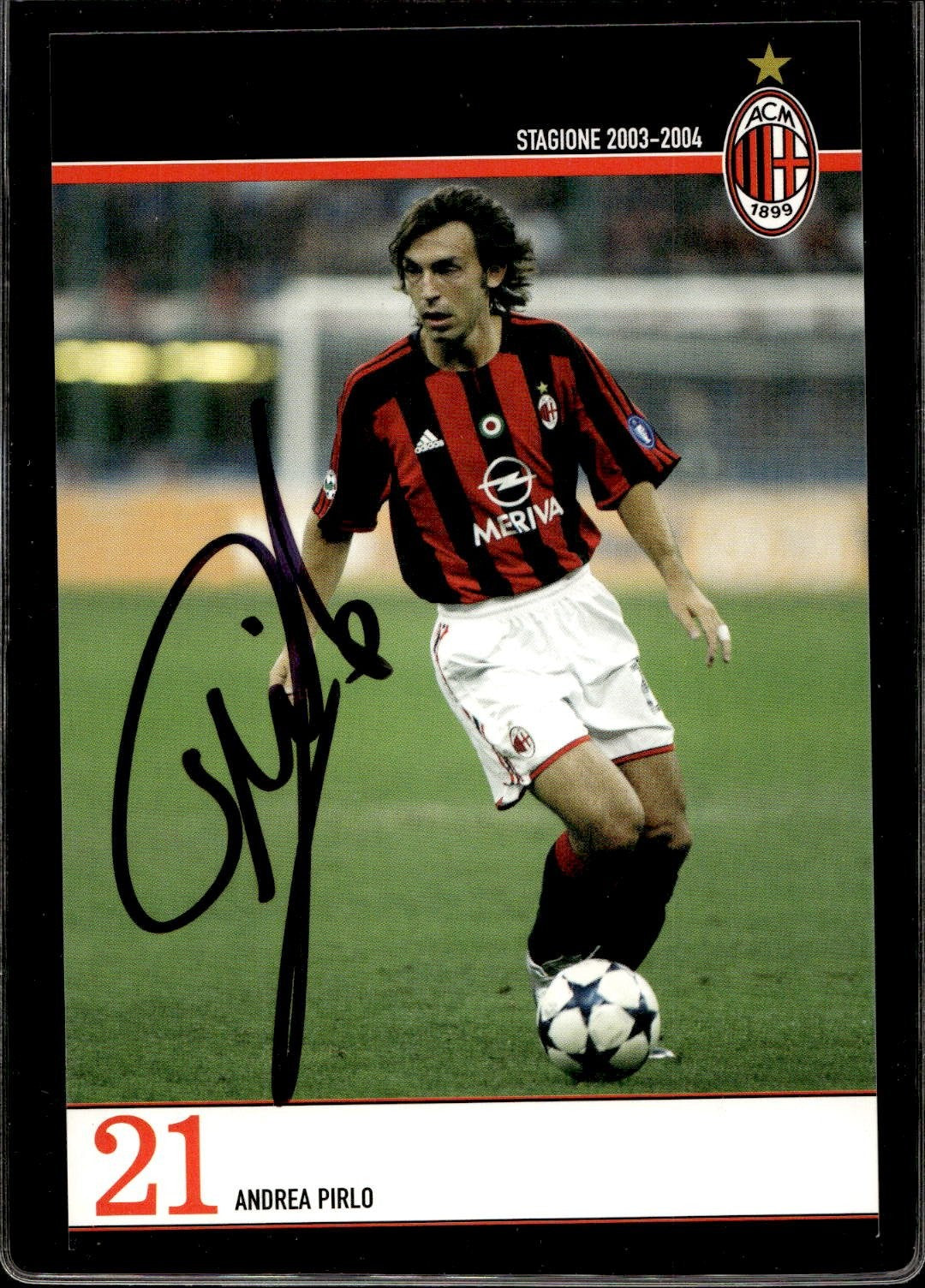 cartolina postcard Calcio Milan con Autografo 2003/04 - Pirlo