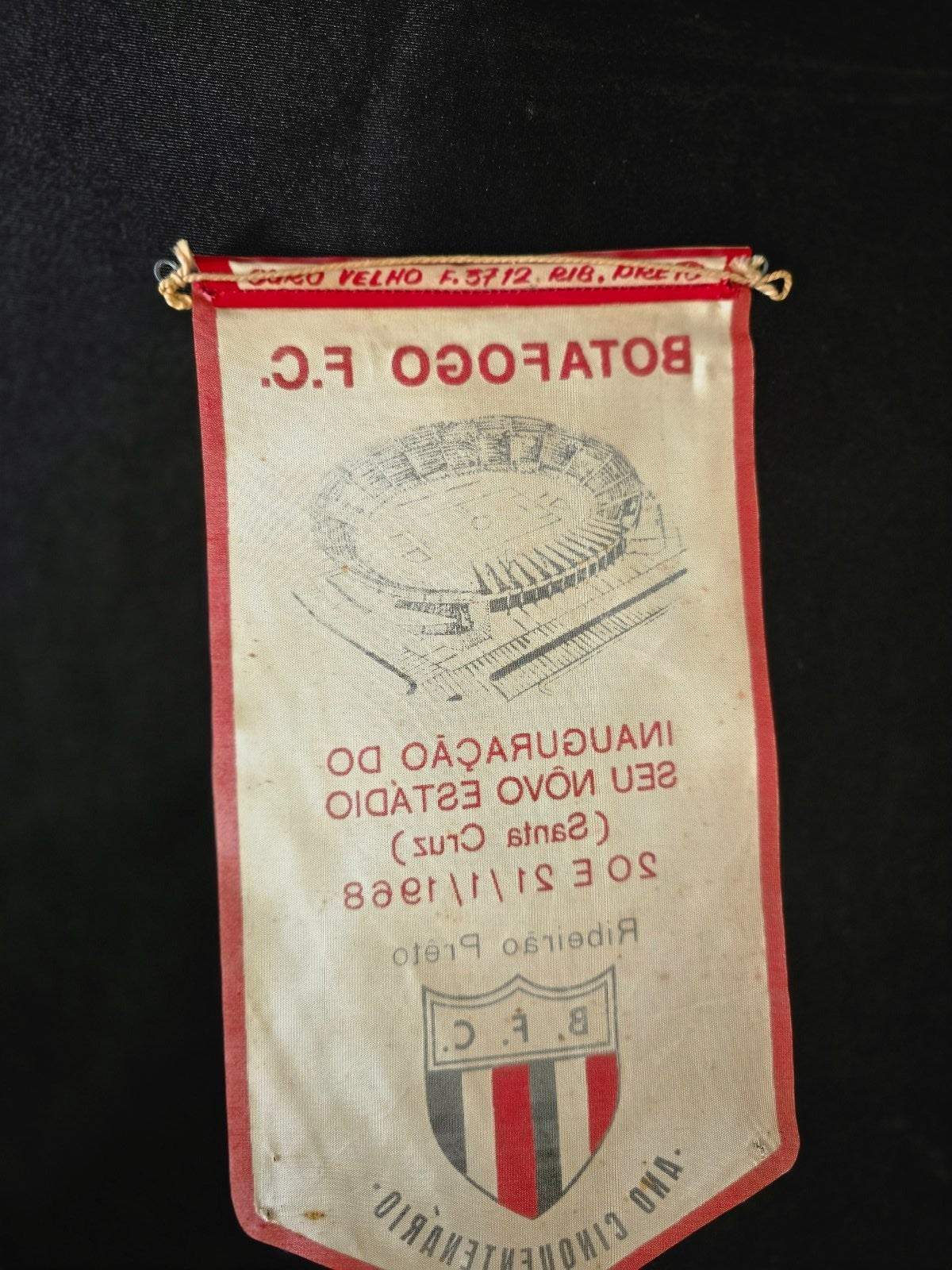 old Gagliardetto pennant banderin BOTAFOGO F.C Ano cinquantenario 1968 B.F.C.