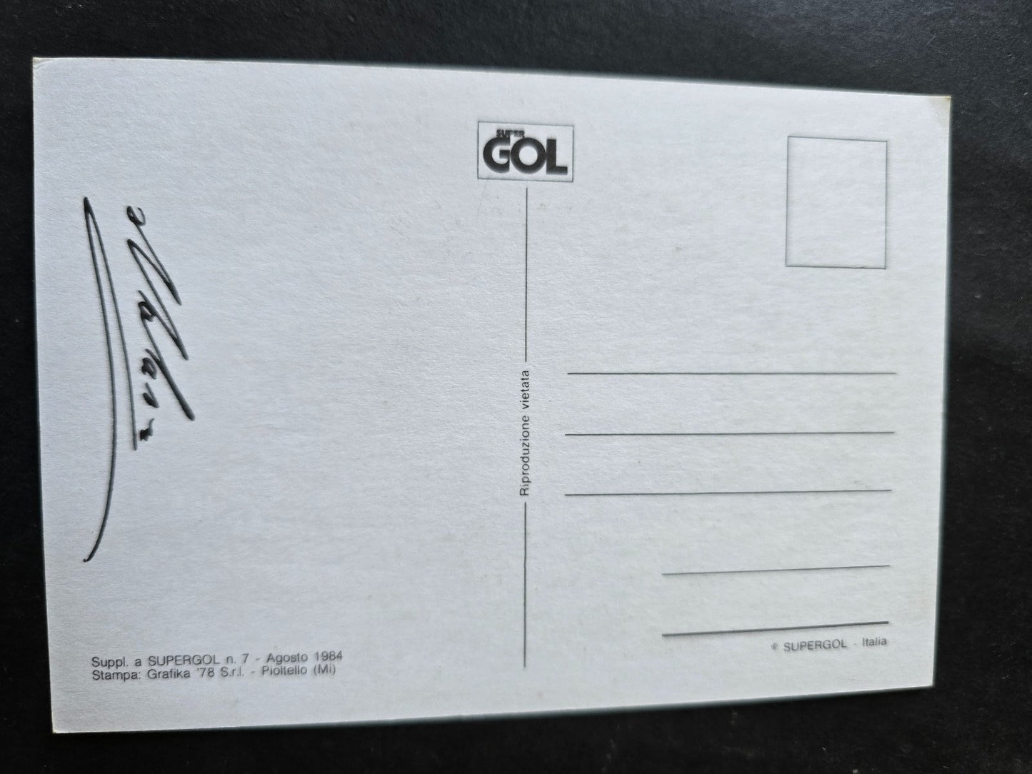 Cartolina Diego Armando Maradona Napoli con autografo stampato sul retro