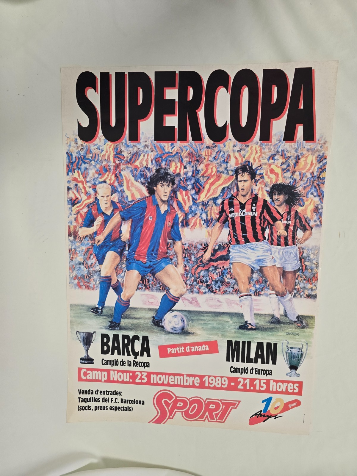 23/11/1989 Barça vs MIlan 1-1 SUPERCOPA Supercoppa Europea locandina originale