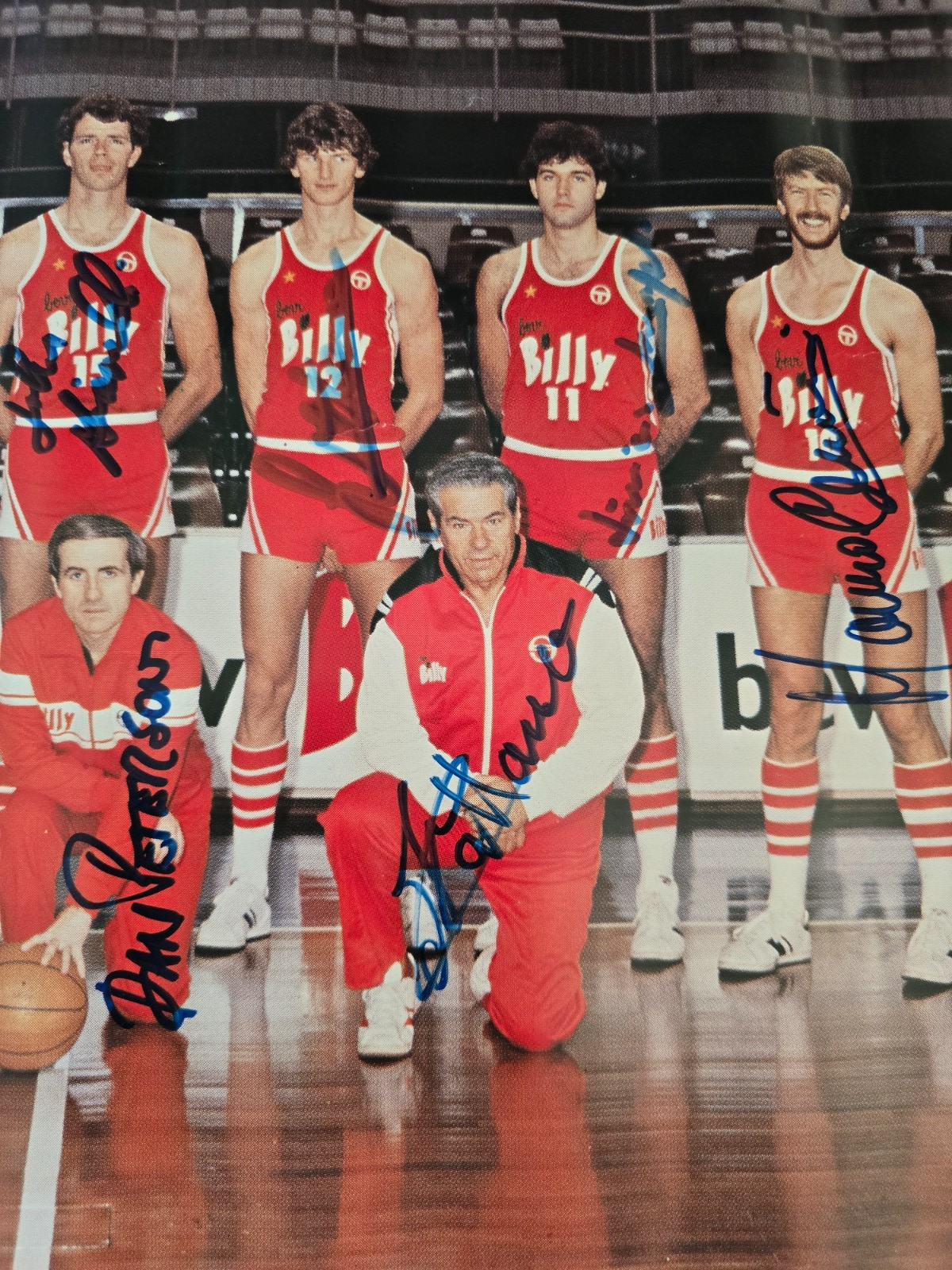 BILLY Olimpia Milano Basket 1980/81 poster autografato dalla squadra originale