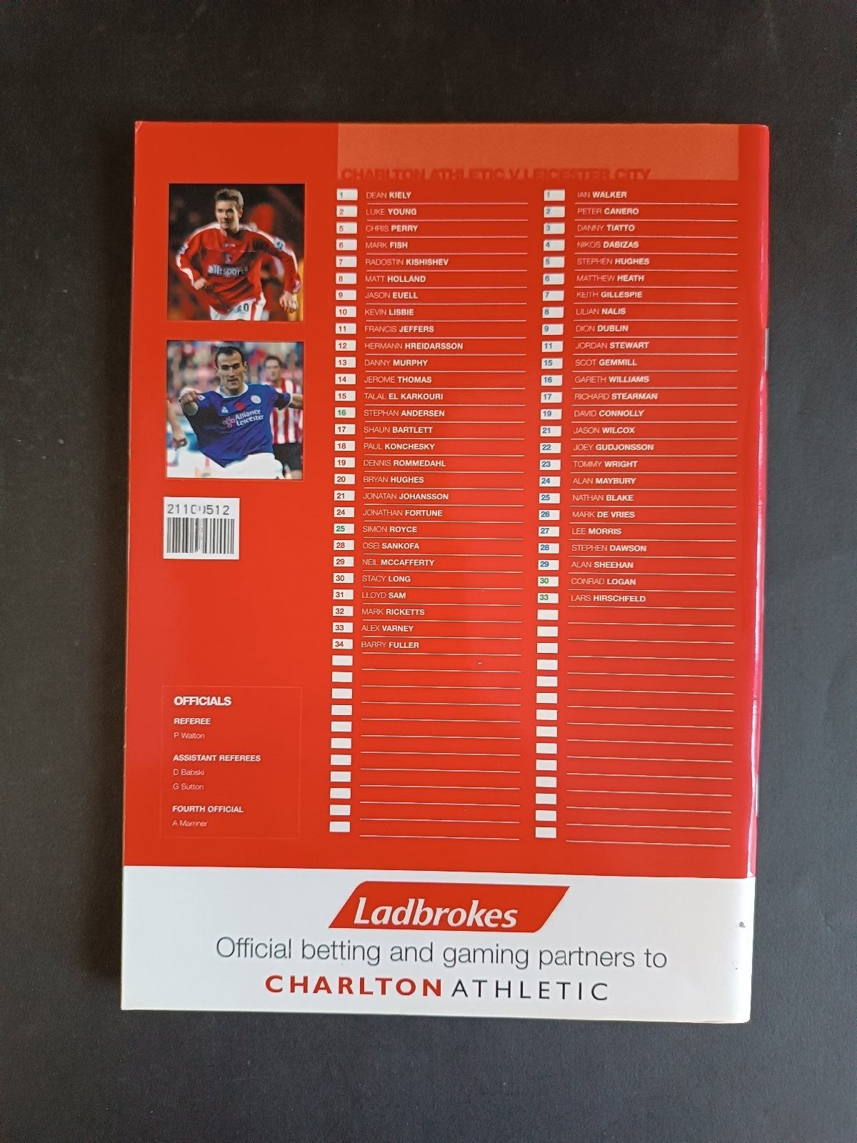 programma calcio Charlton Athletic vs Leichester City 2005
