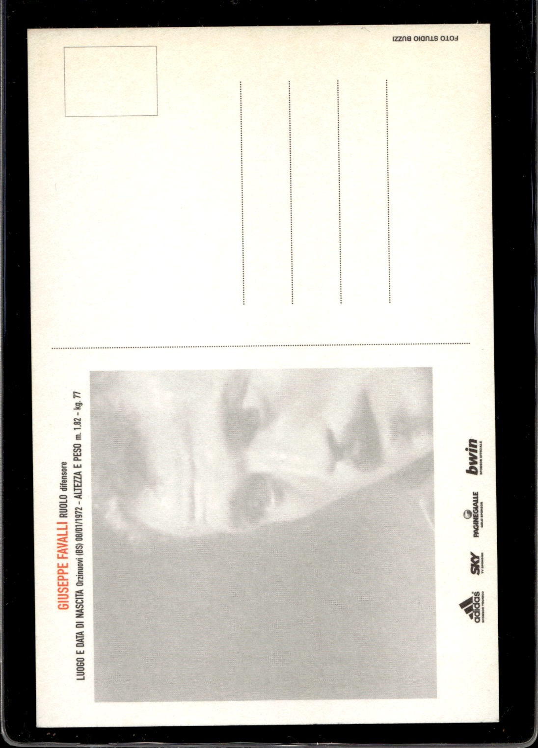 cartolina postcard Milan Calcio 2006/07 - Favalli con AUTOGRAFO