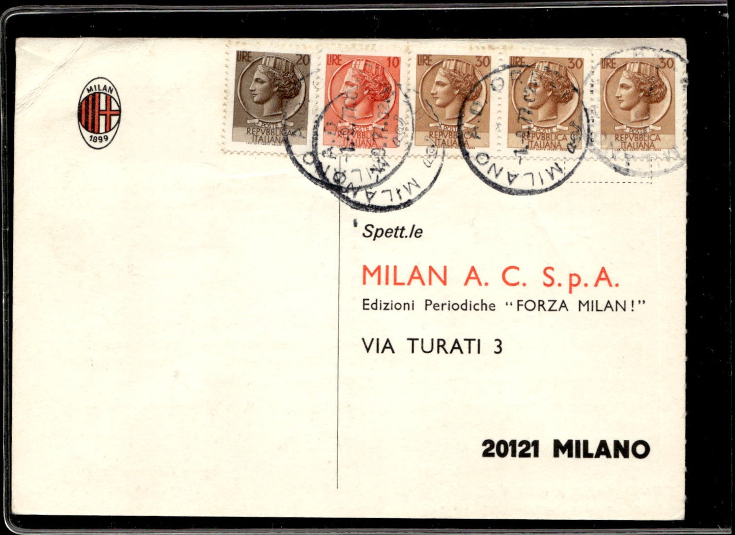 cartolina postcard Abbonamento a Forza Milan n. 3451