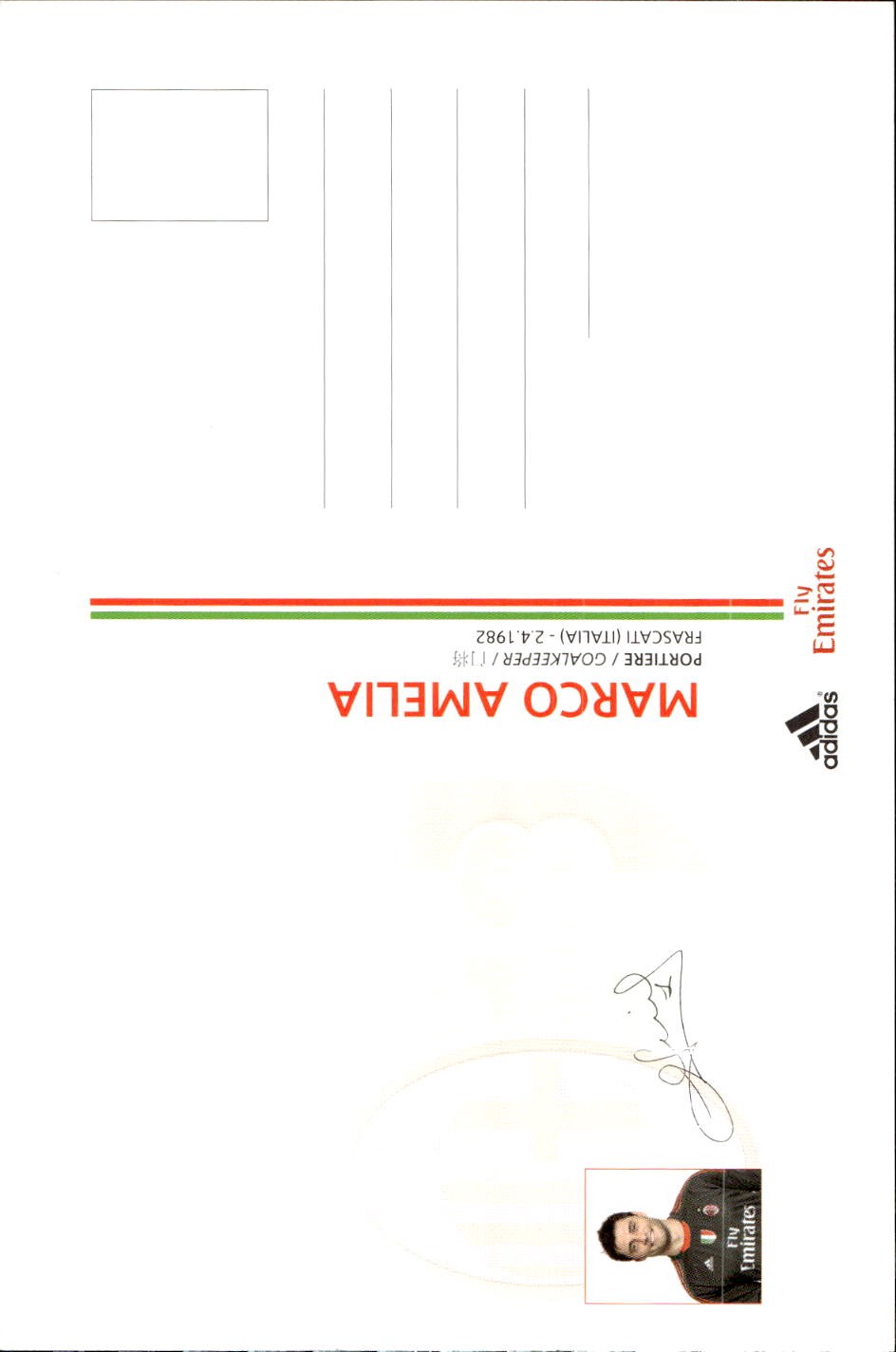 cartolina postcard Calcio Milan 2011-12 - Amelia