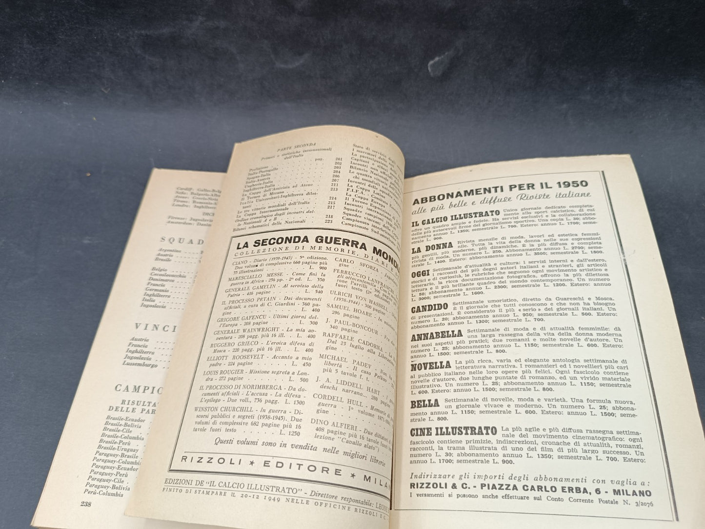 Almanacco illustrato del calcio 1950 Rizzoli