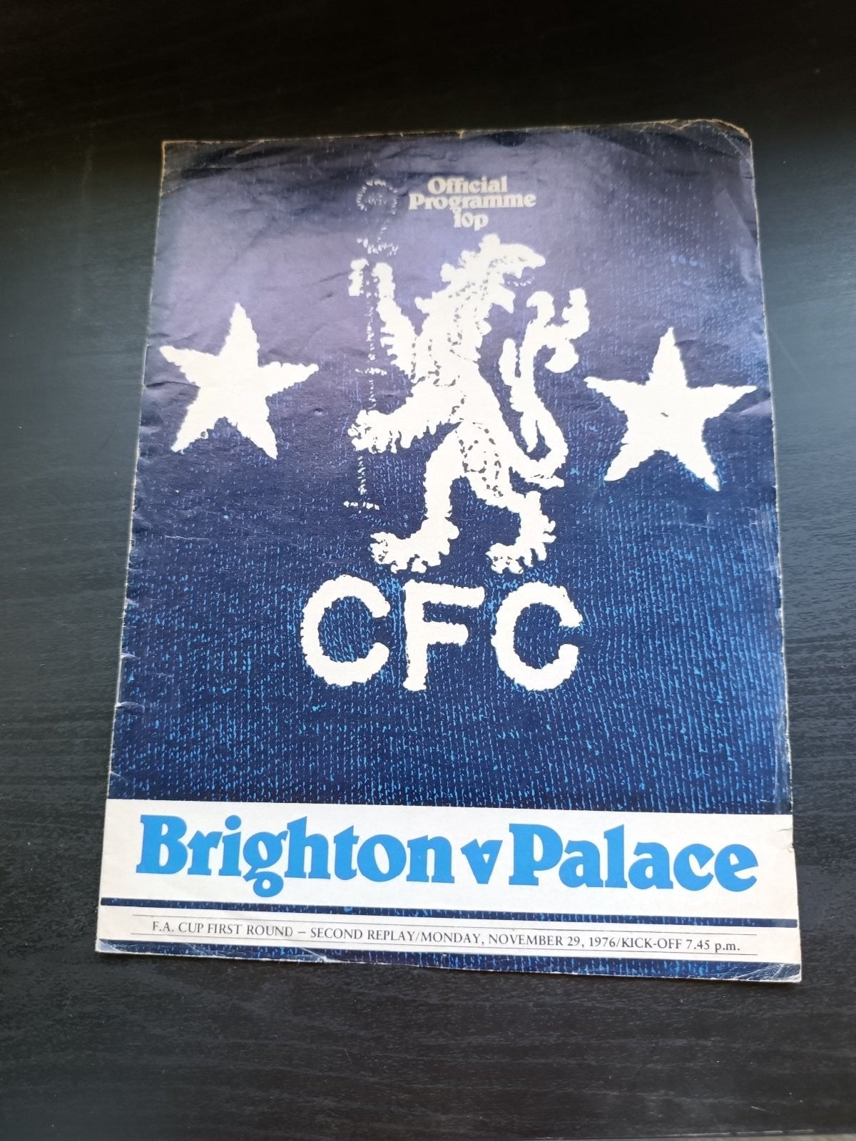 programma calcio Brighton V Palace 29th 1976